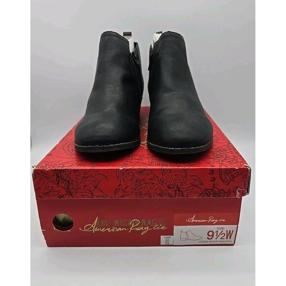 Women’s American Rag Ankle Boots Cadee Black Smooth Size 9.5 W NIB - Picture 1 of 8